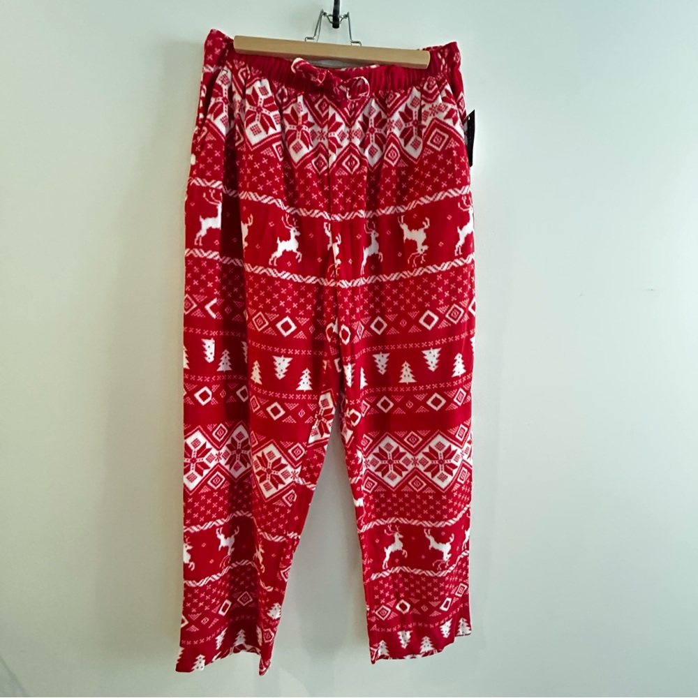 Lauren Large Fleece Pants, New with Tags, red reindeer, originally $40